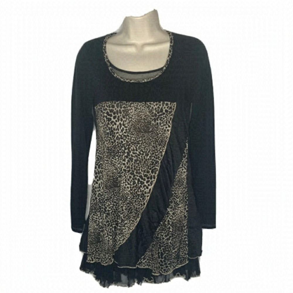 4/$35 Jane & John Top Layered sheer Animal Print